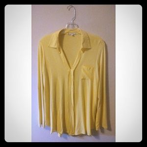 Pleione Anthropologie yellow top SZ S A16